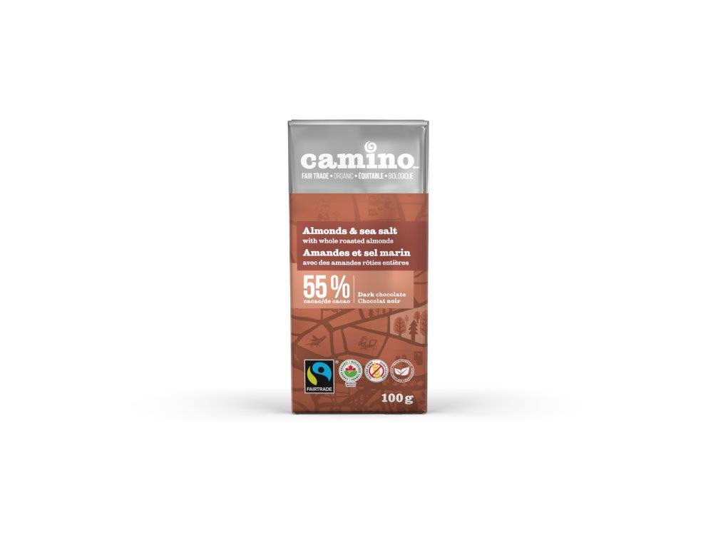Organic Almonds & Sea Salt Dark Choc Bar - 55% Cacao